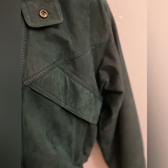Fluid Internationale~Men’s~Vtg.~Dark Green~Genuine Leather~Bomber Jacket~Size XL - Picture 7 of 16